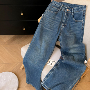 小C家 复古蓝牛仔裤女2026新款春阔腿宽松直筒裤休闲高腰显瘦裤子