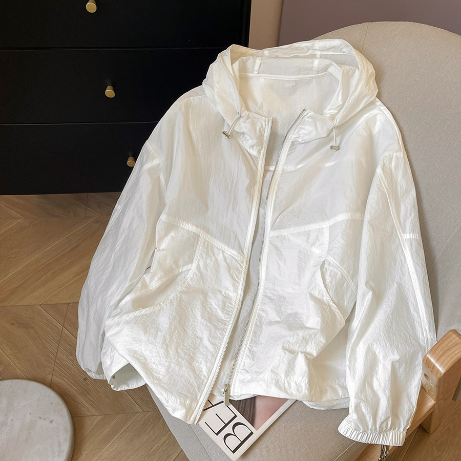 小C家 白色短款小个子连帽防晒衣女夏季新款轻薄透气宽松百搭外套,女装/女士精品,时尚防晒服,淘宝优惠券,粉丝福利购,淘宝优惠卷