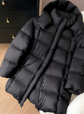 小C家 连帽白鸭绒羽绒服女冬季2025新款加厚保暖面包服中长款外套