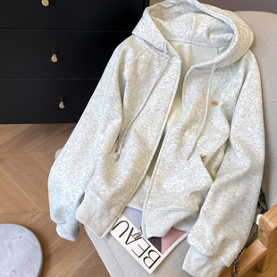 小C家 连帽卫衣外套女款2026新款早春软糯宽松开衫韩系松弛感上衣