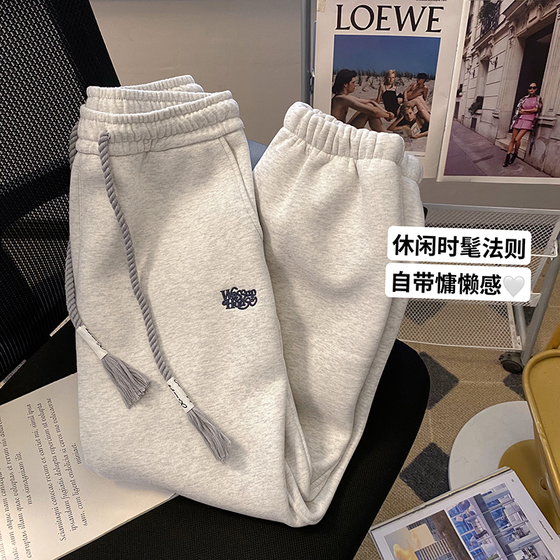 加绒束脚卫裤女卫裤秋冬