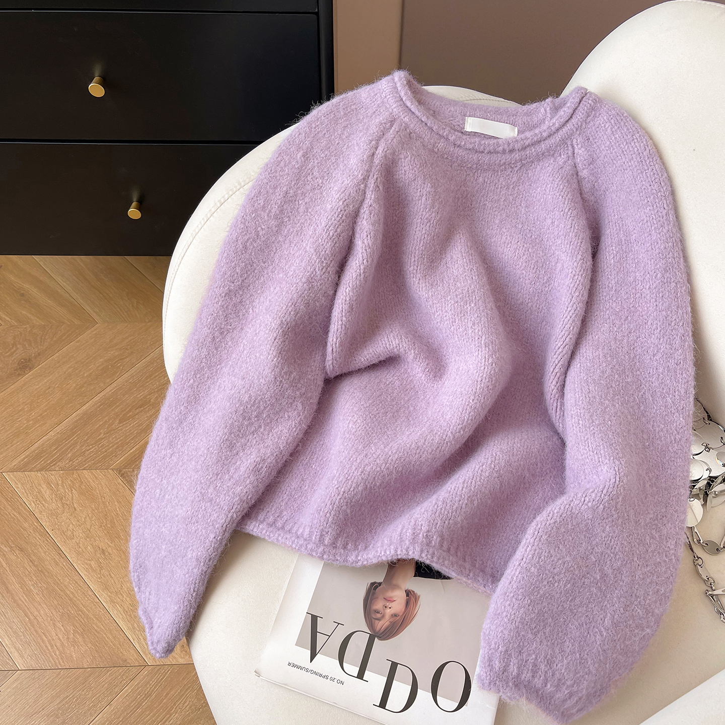 圆领慵懒风宽松加厚毛衣女新款秋