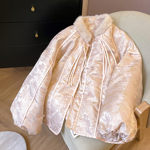 白鸭绒仿貂毛外套 国风提花轻奢高端羽绒服女2025冬季 小C家 新中式