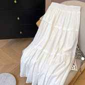 松紧腰a字裙半身裙长款 春季 裙子 白色蕾丝蛋糕裙女2026新款 小C家