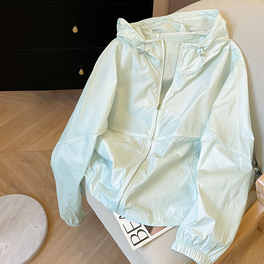 小C家 薄荷绿连帽防晒衣女2026新款夏季薄款宽松小个子防晒服外套图片