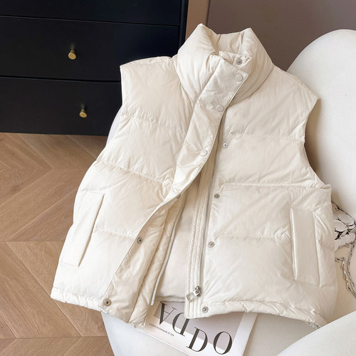 休闲羽绒立领无袖马甲女2025新款