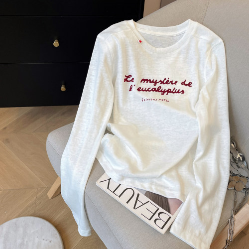 休闲字母印花棉长袖T恤女秋新款