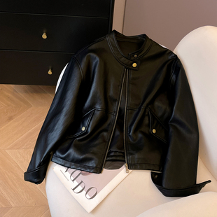 高级感酷飒风短款 今年流行爆款 夹克 黑色皮衣外套女2026新款 小C家