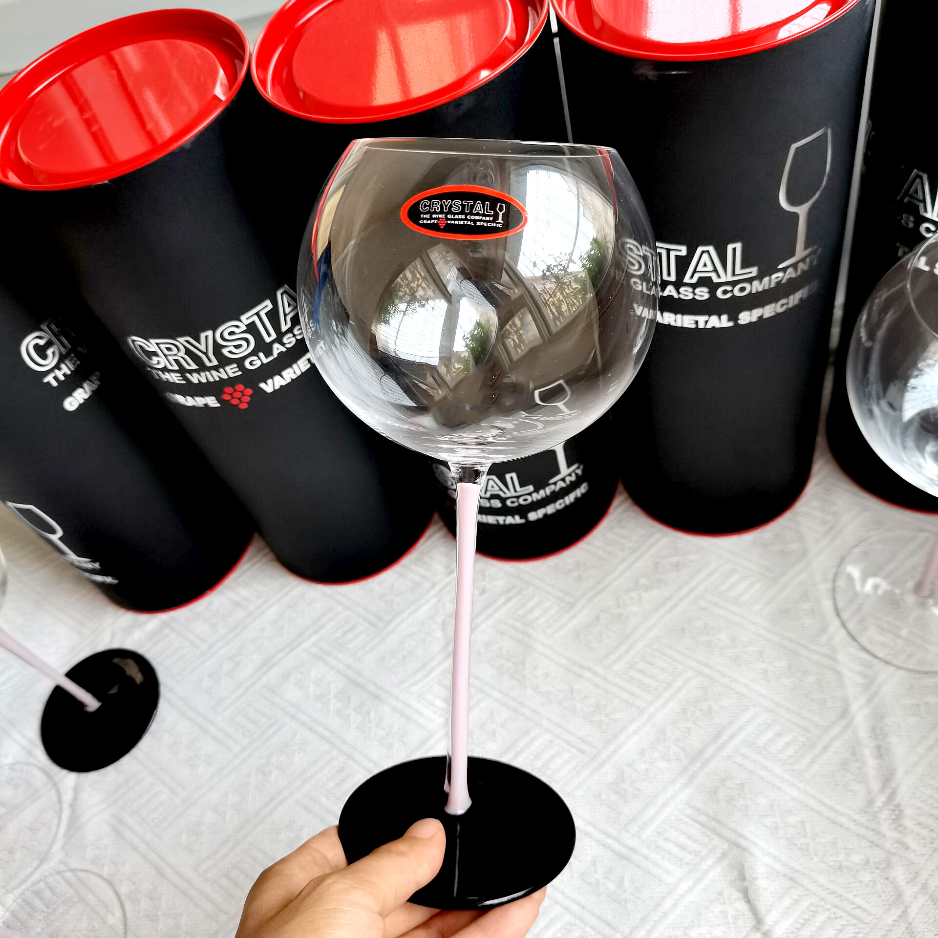 清仓水晶玻璃酒杯欧式粉杆