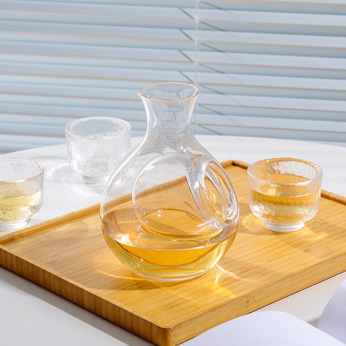 日式风透明玻璃小杯子冰酒壶