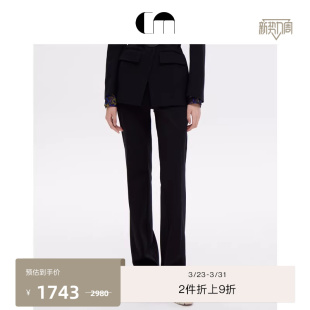黑色通勤羊毛混纺直筒长裤 COMME MOI吕燕设计师早春女装