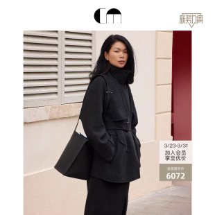 MOI吕燕设计师女绵羊毛双面呢大衣外套 COMME 迪丽热巴同款