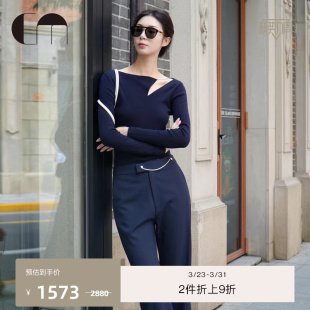 长裤 COMME 休闲裤 饰微喇女士羊毛直筒裤 MOI吕燕设计师早春链条装