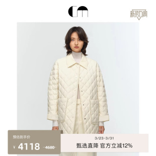 羽绒服 轻薄款 COMME MOI吕燕设计师女白鹅绒贴袋中长款