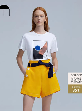 COMME MOI吕燕设计师早春T恤几何图案女士上衣