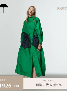 [吕燕同款]COMME MOI吕燕设计师夏季口袋装饰长款风衣外套女