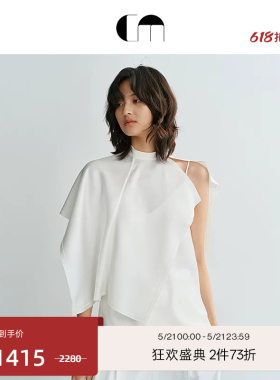COMME MOI吕燕设计师夏季女装小立领白色斗篷式上衣