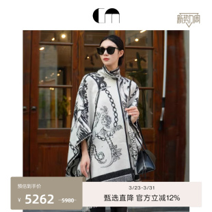 COMME 羊羔毛设计感提花斗篷大衣披肩 MOI吕燕设计师女装