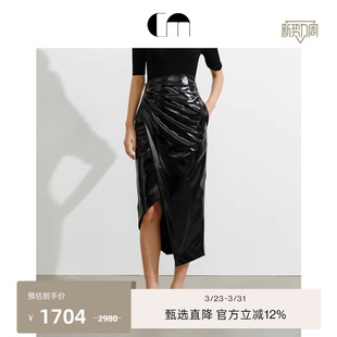 COMME PU包臀裙复古时髦亮面皮半身裙 MOI吕燕设计师早春女装