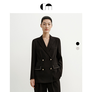COMME MOI吕燕设计师早春款女装双排扣西装经典极简外套