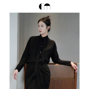 COMME MOI吕燕设计师早春女装直身系带通勤干练衬衫上衣
