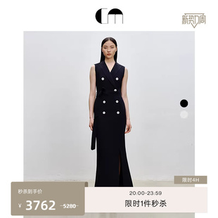 MOI吕燕设计师早春经典 COMME 修身 包臀长款 连衣裙 无袖 李艾同款