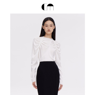 白衬衫 COMME 饰三醋酸长袖 打褶装 上衣打底 MOI吕燕设计师早春女装