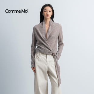 针织衫 COMME 飘带长袖 复古短款 MOI吕燕设计师早春女装