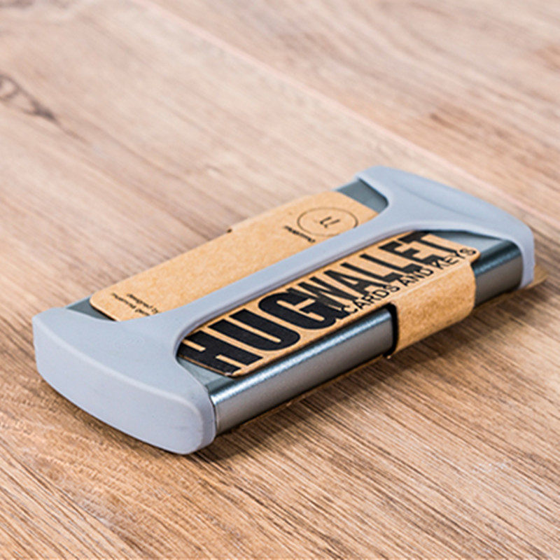 德国Hug Wallet新款简约时尚钱夹超薄短款男士女士金属卡夹包邮