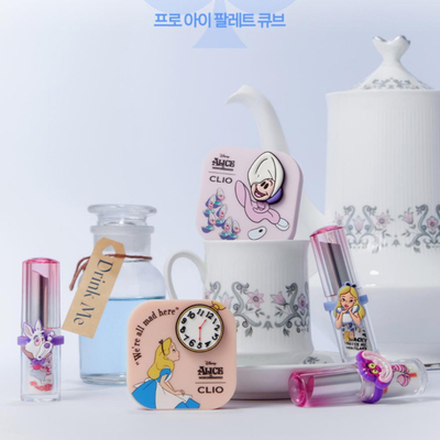 限量版新品 韩国clio 爱丽丝 迪士尼联名 四色眼影盘 唇膏口红