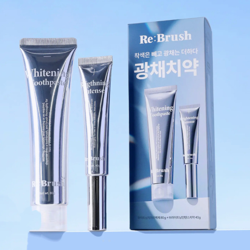 新品韩国Re Brush牙齿亮白脱色剂改善牙齿黄渍送亮白牙膏套装