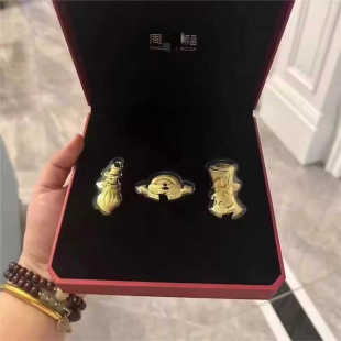 周家同款金榜题名黄金三件套足金999摆件学子婴儿宝宝儿童周岁礼