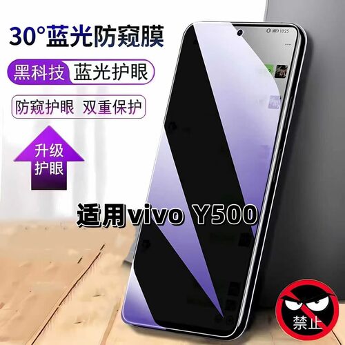 适用vivoY500防窥膜V2506A抗蓝光护眼防偷窥步步高y500钢化膜丫500手机膜Y5005G黑边防偷看保护隐私贴膜