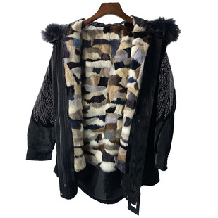 新派克服女皮草外套时尚收腰水貂毛内胆可拆卸重工翅膀天使之翼