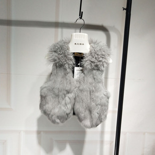 秋冬款男女童装真羊羔毛兔毛皮草马甲保暖背心坎肩外套无袖上衣特