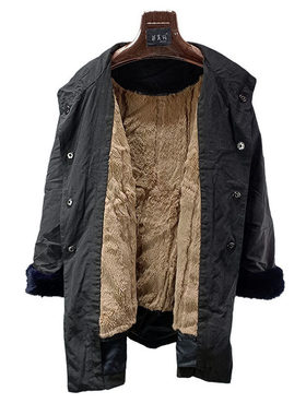 冬季獭兔毛皮草外套连帽派克服