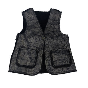 真羊毛羊剪绒皮草外套男女孩童装毛毛马甲夹背心两面穿坎肩特价清