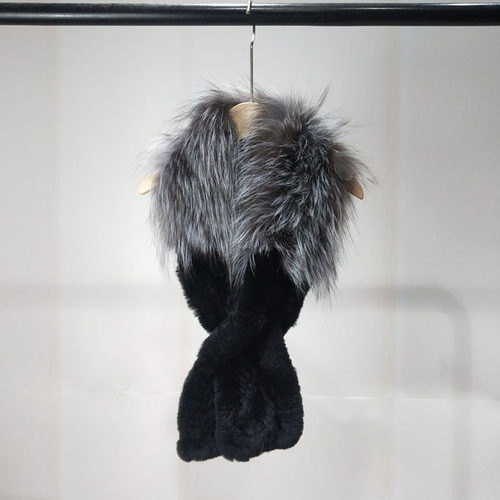 新款皮草车条编织交叉毛领子围脖