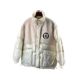 新款羽绒服女中长款时尚白鸭绒皮毛拼接一体羊毛羊剪绒外套 大码