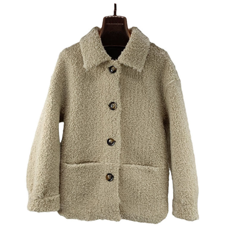 2025新款冬海宁小个子翻领颗粒羊剪绒羊羔毛皮草外套女短款大衣,女装/女士精品,皮草,淘宝优惠券,粉丝福利购,淘宝优惠卷