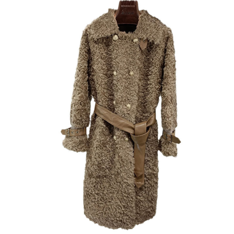 2025冬新款颗粒羊剪绒大衣女中长款双排扣羊羔毛皮草外套皮毛一体,女装/女士精品,皮草,淘宝优惠券,粉丝福利购,淘宝优惠卷