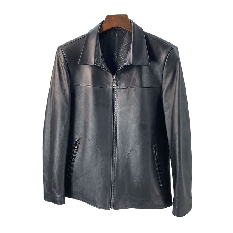 真皮皮衣男2025新款春秋季翻领机车皮夹克薄款高端绵羊皮男士外套