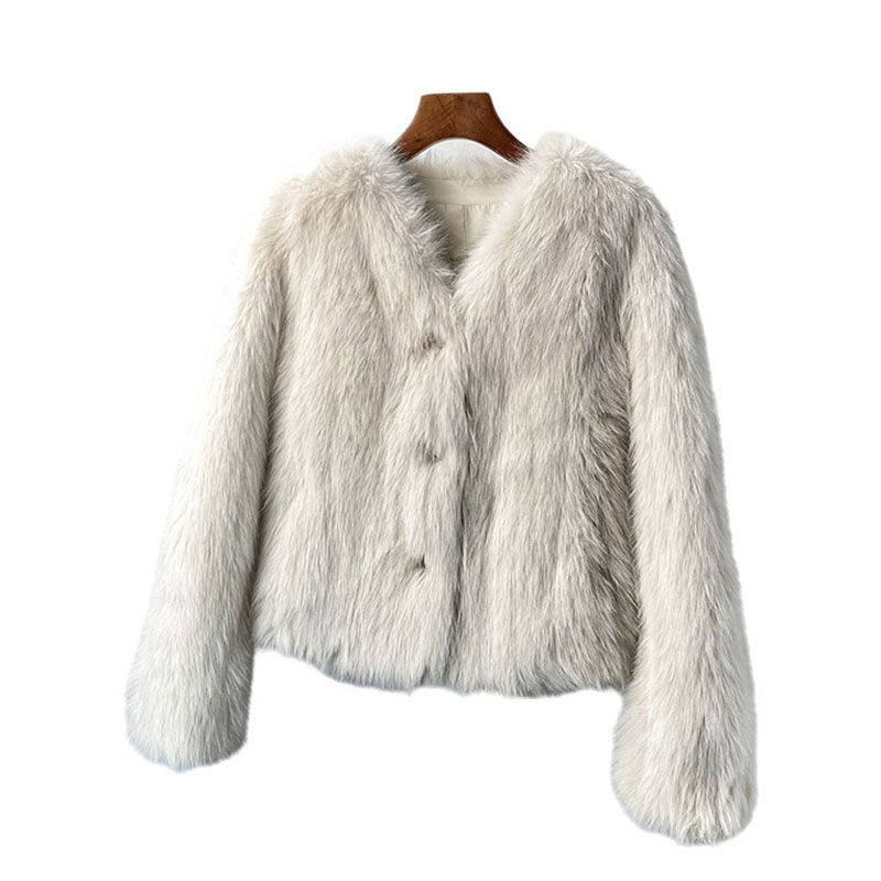 2025秋冬新款米色狐狸毛仿皮草外套女年轻短款时尚显瘦毛毛大衣vv,女装/女士精品,皮草,淘宝优惠券,粉丝福利购,淘宝优惠卷