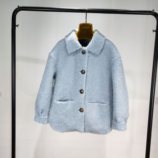 颗粒绒皮毛一体羊羔毛大衣韩版 2024新款 海宁羊剪绒皮草外套女短款