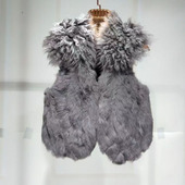 秋冬新款 皮毛一体外套狐狸毛背心特 显瘦真兔毛皮草马甲女短款 修身