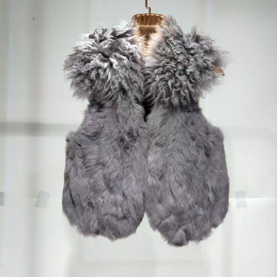 兔毛狐狸毛短款皮草马甲夹背心女