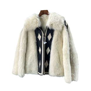 “第一件托卡”进口直毛托斯卡纳羊毛皮毛一体皮草外套女冬季宽松