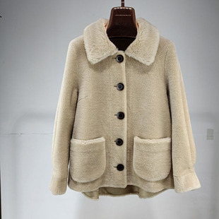 颗粒羊剪绒外套女短款显瘦小个子年轻海宁皮毛一体羊羔毛皮草大衣