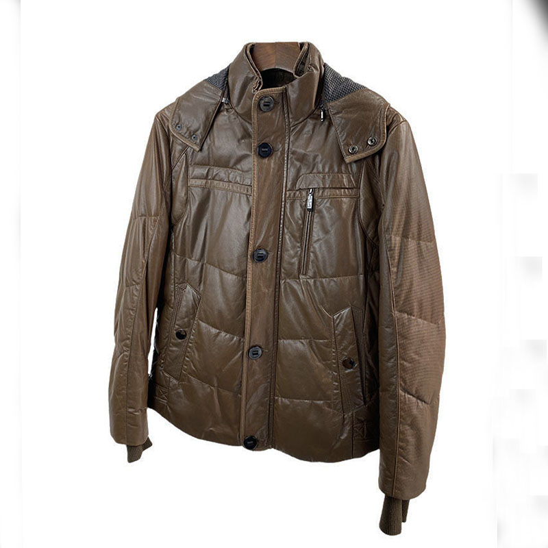 冬新海宁男士皮衣加厚外套连帽