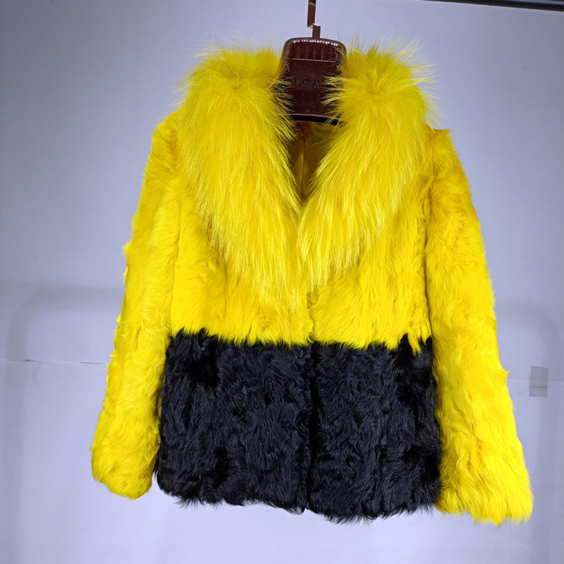 时尚毛领羊羔毛短款女装外套皮草